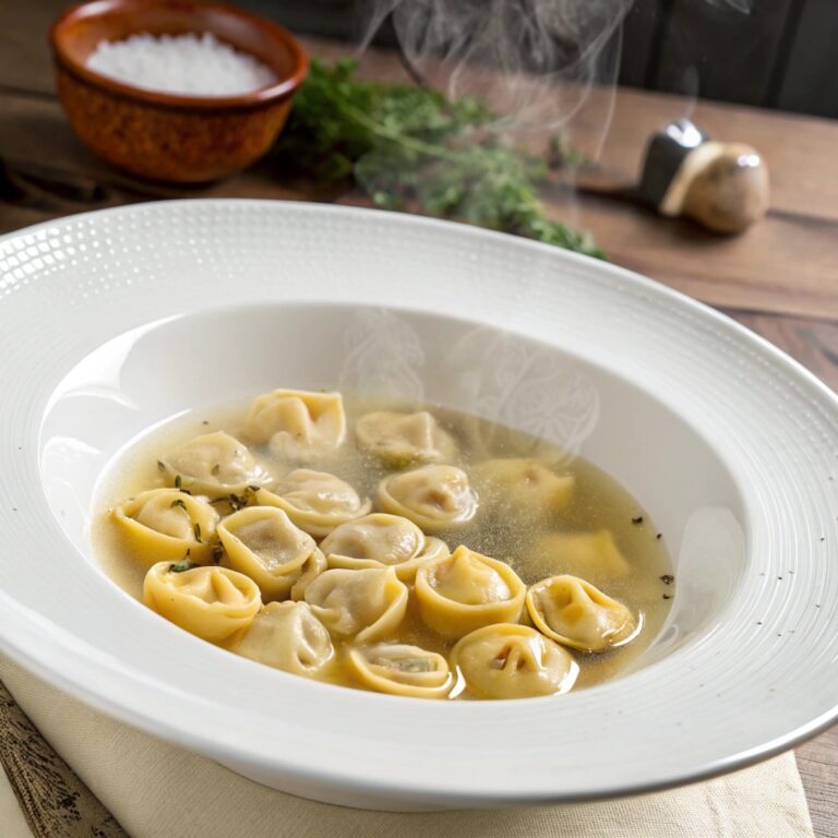 Tortellini in brodo di carne tradizionale alla Vecchia Trattoria Romani